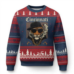 BFT Game Day Ugly Christmas Sweater Retro Vintage Mascot Sports Fan TS10 Navy Red Print Your Wear