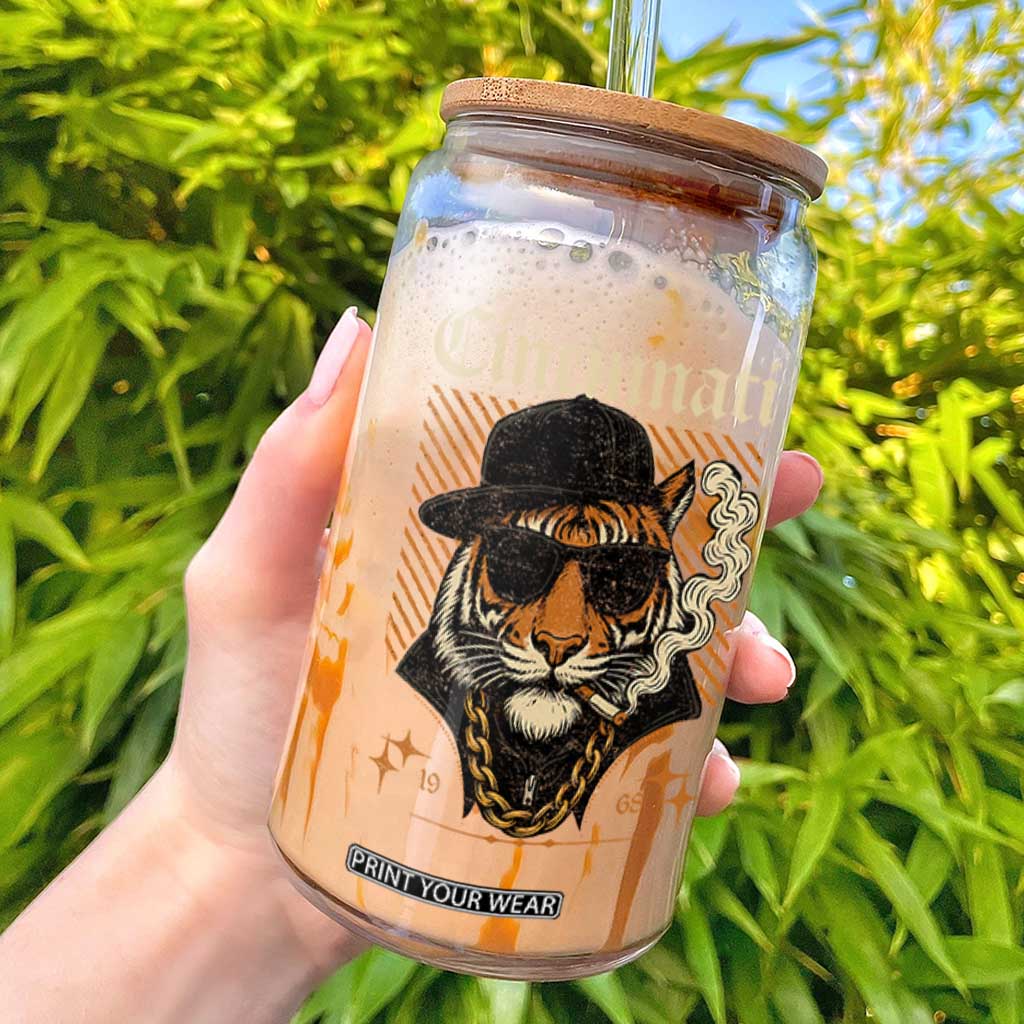 Cincinnati Tiger Glass Can Retro Vintage Mascot Sports Fan TS10 Black Print Your Wear