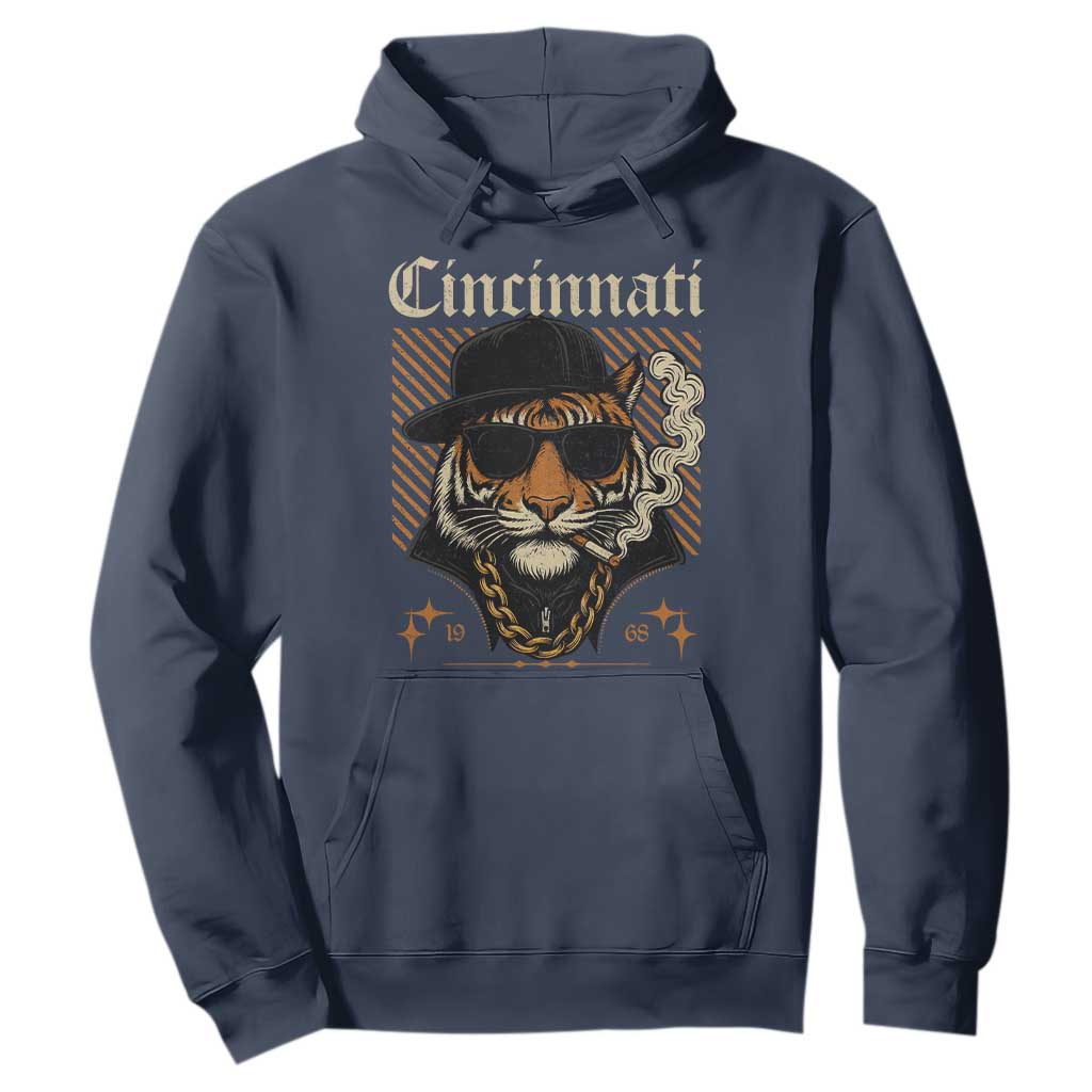 Cincinnati Tiger Hoodie Retro Vintage Mascot Sports Fan TS10 Navy Print Your Wear