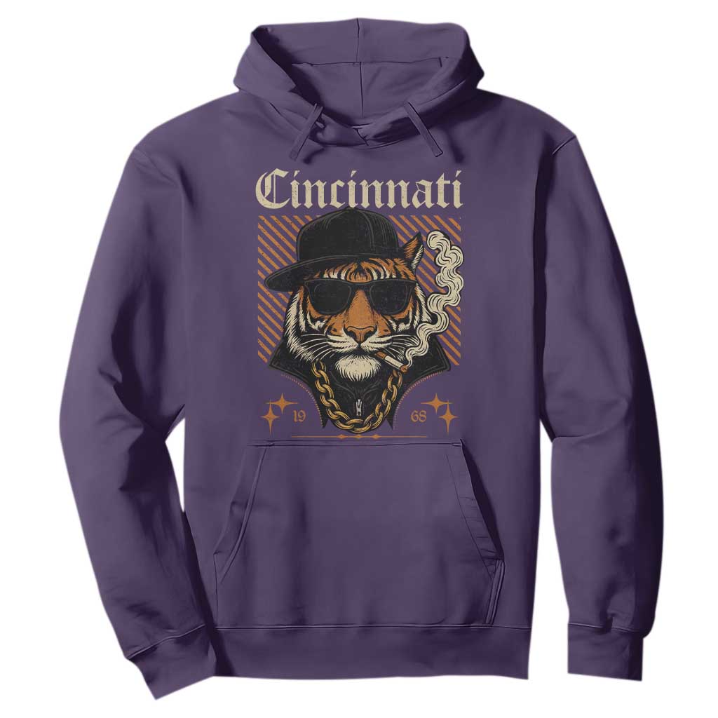 Cincinnati Tiger Hoodie Retro Vintage Mascot Sports Fan TS10 Purple Print Your Wear