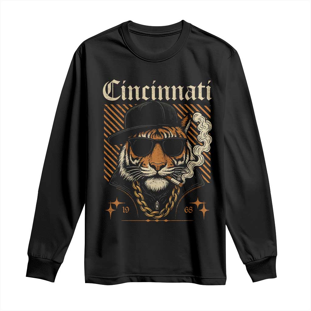 Cincinnati Tiger Long Sleeve Shirt Retro Vintage Mascot Sports Fan TS10 Black Print Your Wear