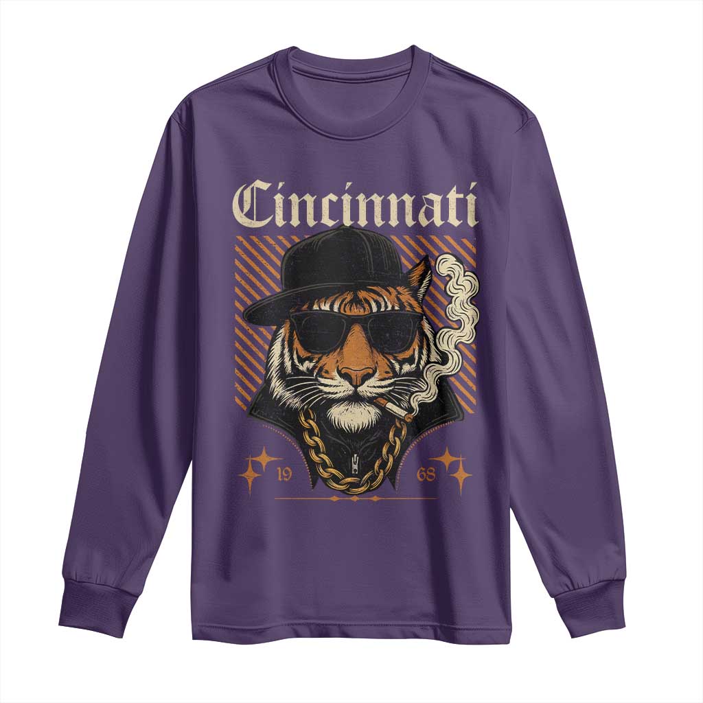 Cincinnati Tiger Long Sleeve Shirt Retro Vintage Mascot Sports Fan TS10 Purple Print Your Wear