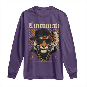 Cincinnati Tiger Long Sleeve Shirt Retro Vintage Mascot Sports Fan TS10 Purple Print Your Wear