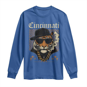 Cincinnati Tiger Long Sleeve Shirt Retro Vintage Mascot Sports Fan TS10 Royal Blue Print Your Wear
