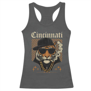 Cincinnati Tiger Racerback Tank Top Retro Vintage Mascot Sports Fan TS10 Dark Heather Print Your Wear