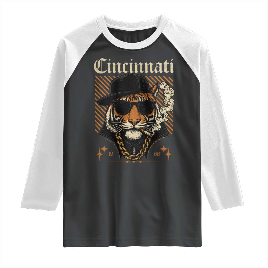 Cincinnati Tiger Raglan Shirt Retro Vintage Mascot Sports Fan TS10 Black White Print Your Wear