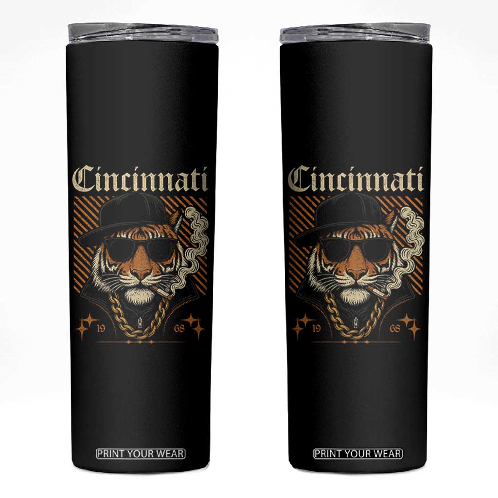 Cincinnati Tiger Skinny Tumbler Retro Vintage Mascot Sports Fan TS10 Black Print Your Wear