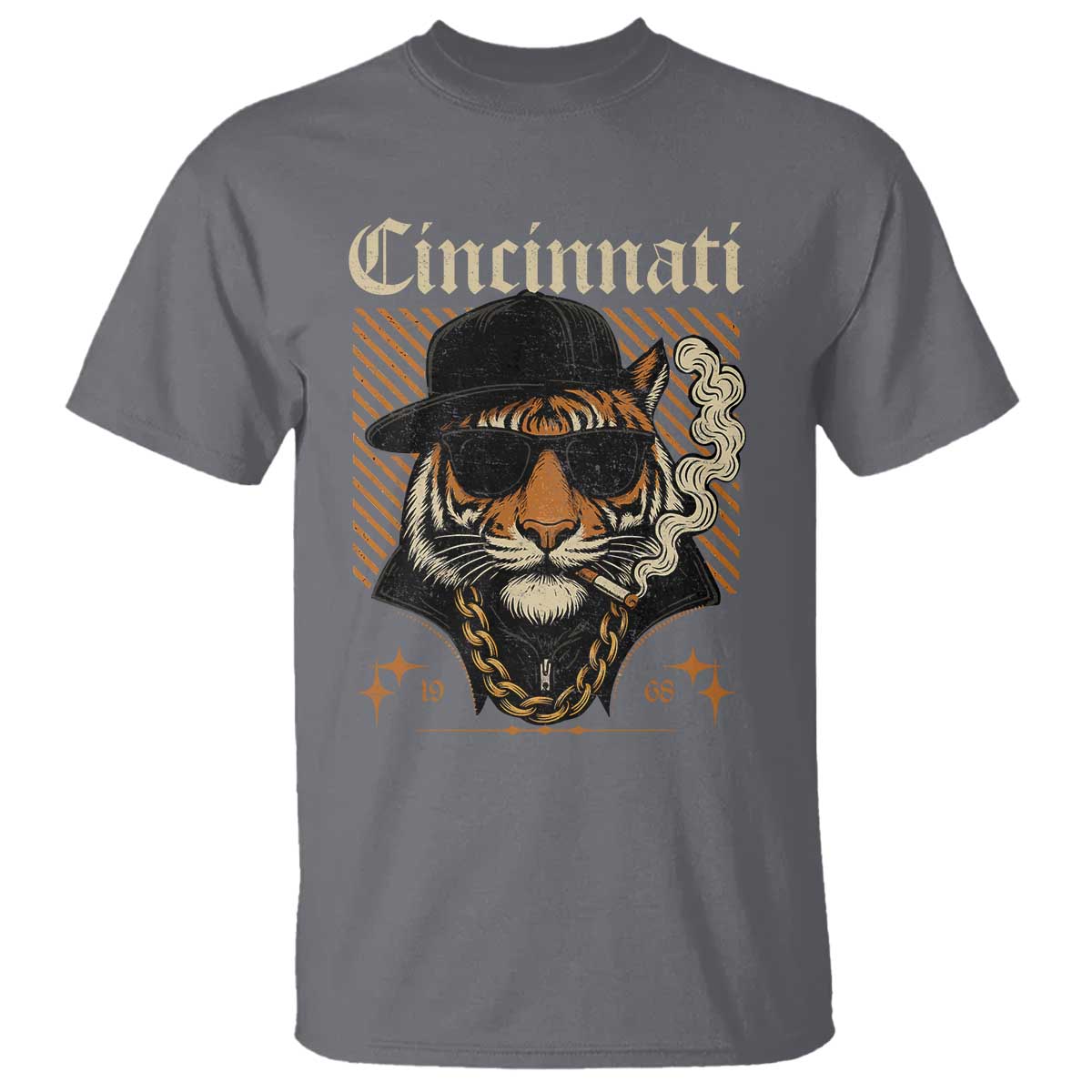 Cincinnati Tiger T Shirt Retro Vintage Mascot Sports Fan TS10 Charcoal Print Your Wear