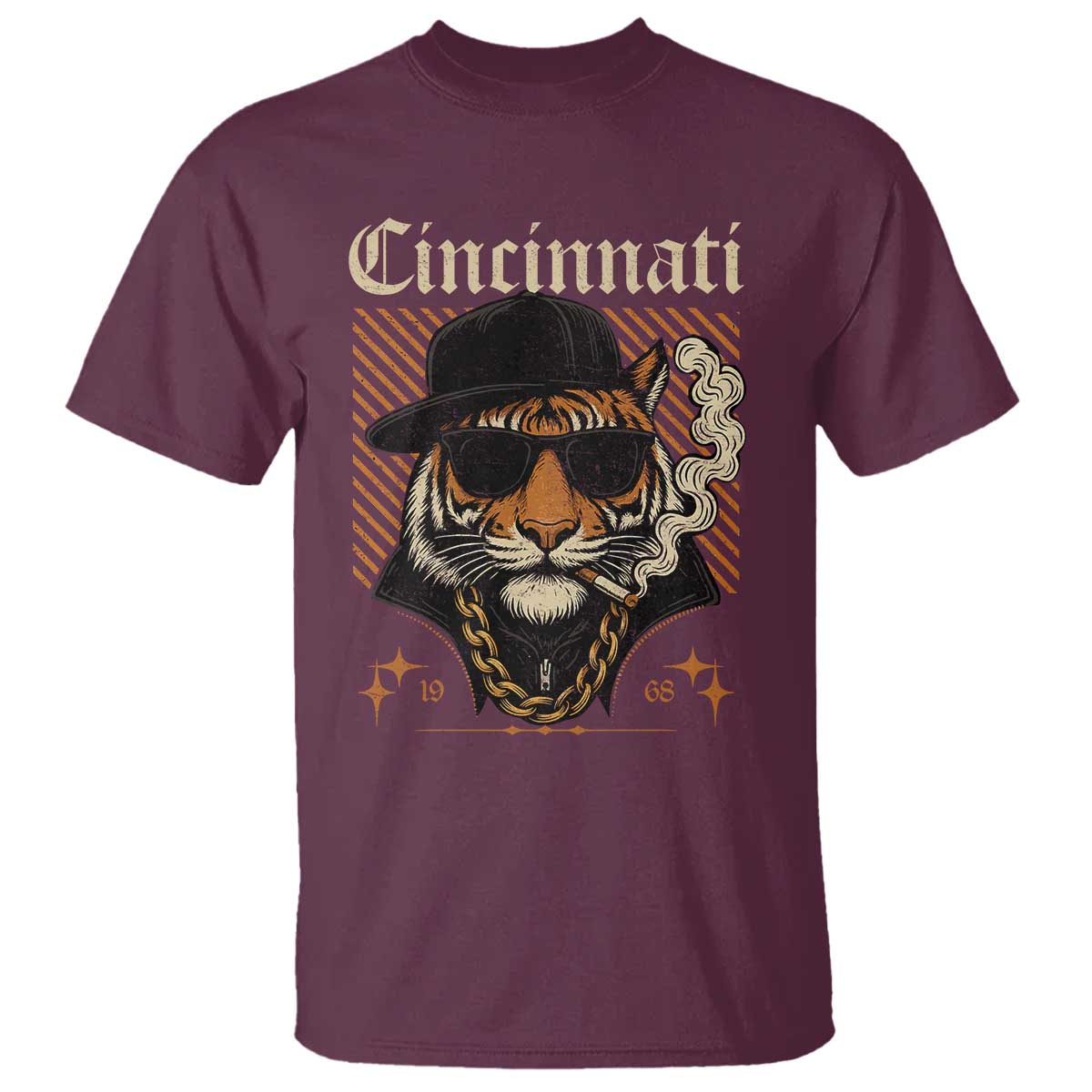 Cincinnati Tiger T Shirt Retro Vintage Mascot Sports Fan TS10 Maroon Print Your Wear