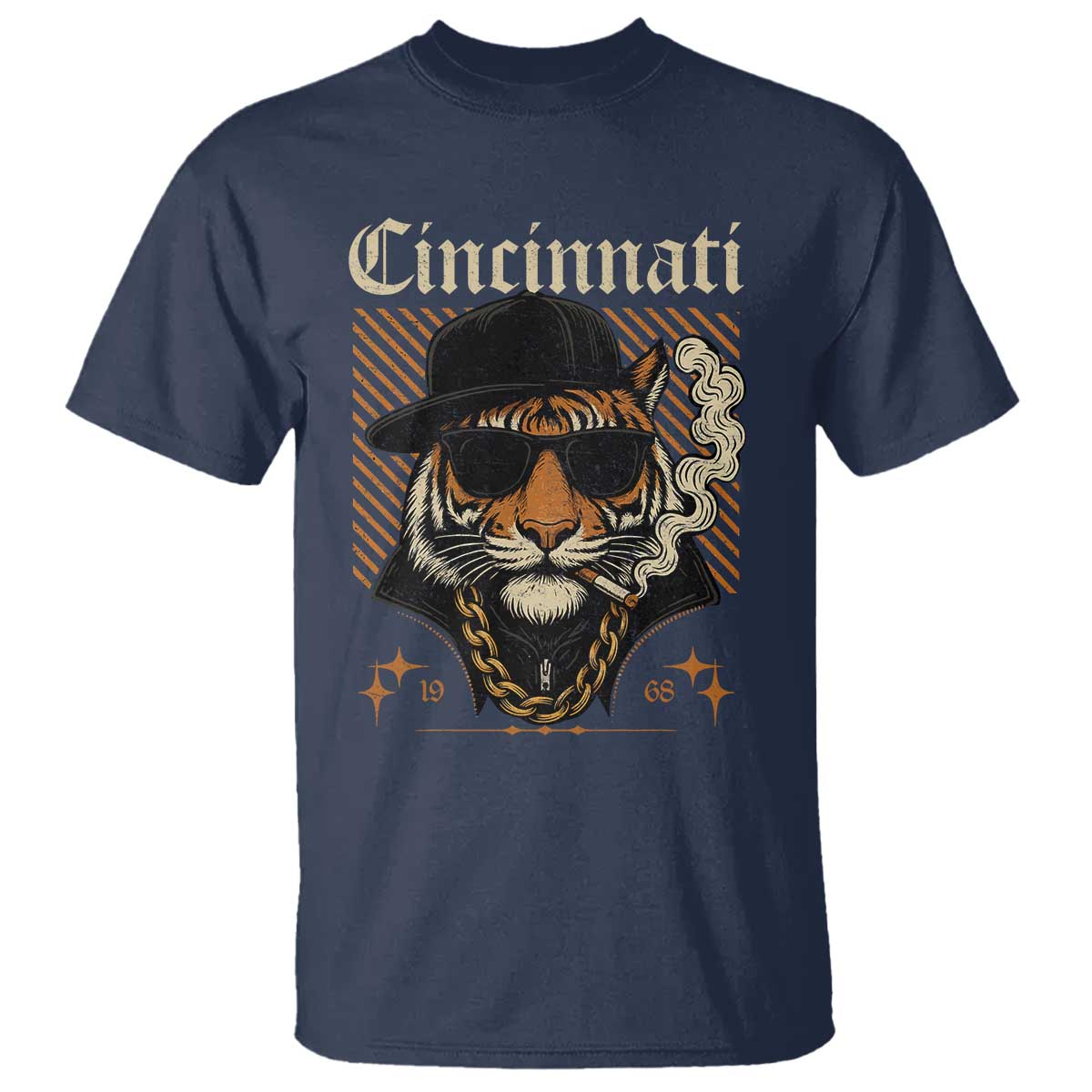 Cincinnati Tiger T Shirt Retro Vintage Mascot Sports Fan TS10 Navy Print Your Wear