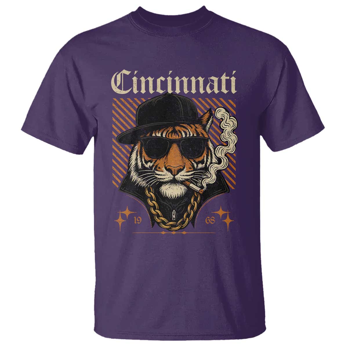 Cincinnati Tiger T Shirt Retro Vintage Mascot Sports Fan TS10 Purple Print Your Wear