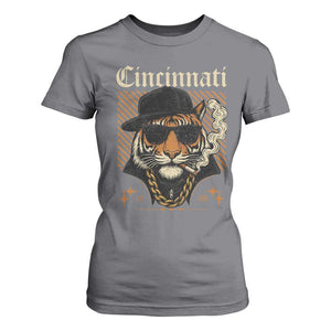 Cincinnati Tiger T Shirt For Women Retro Vintage Mascot Sports Fan TS10 Charcoal Print Your Wear