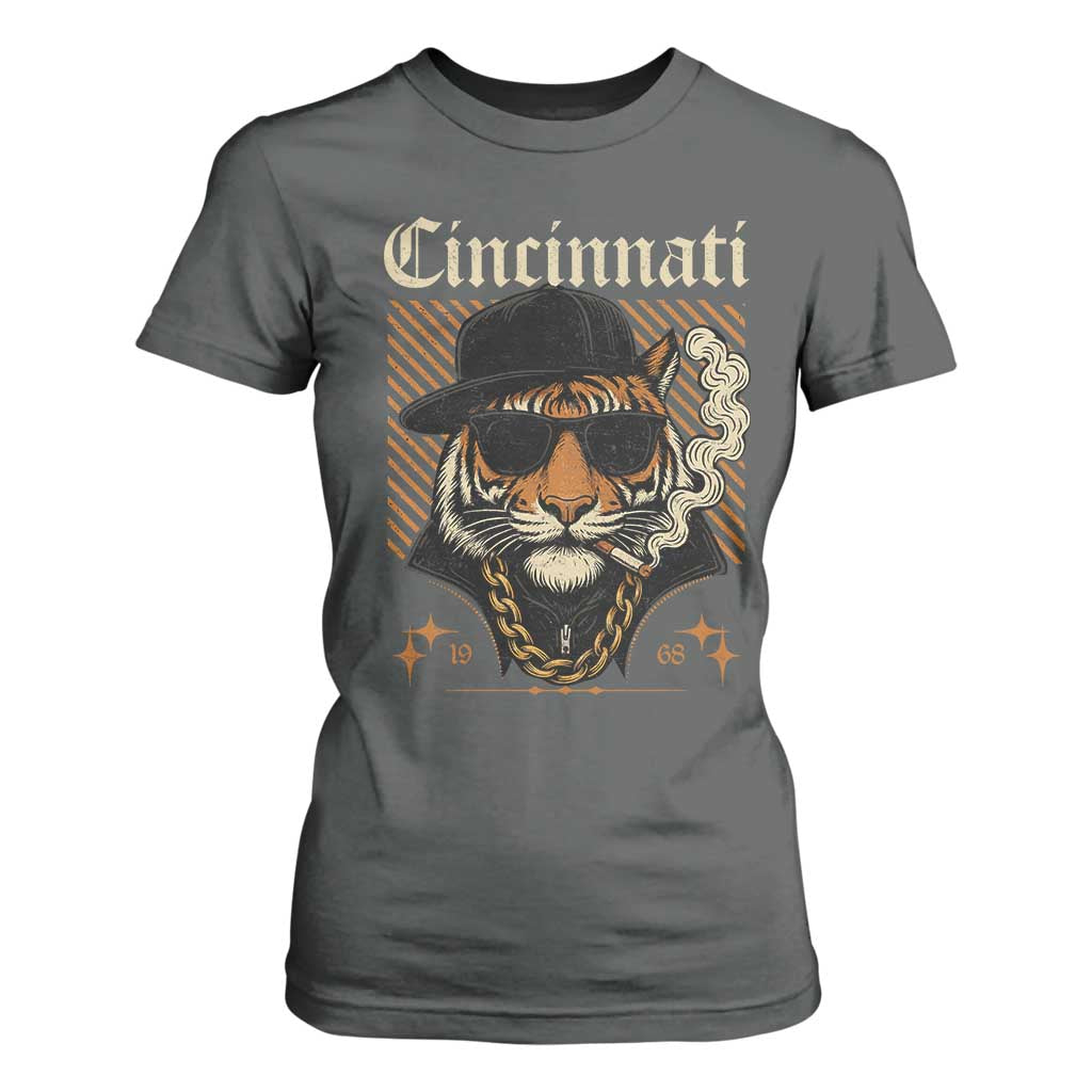 Cincinnati Tiger T Shirt For Women Retro Vintage Mascot Sports Fan TS10 Dark Heather Print Your Wear