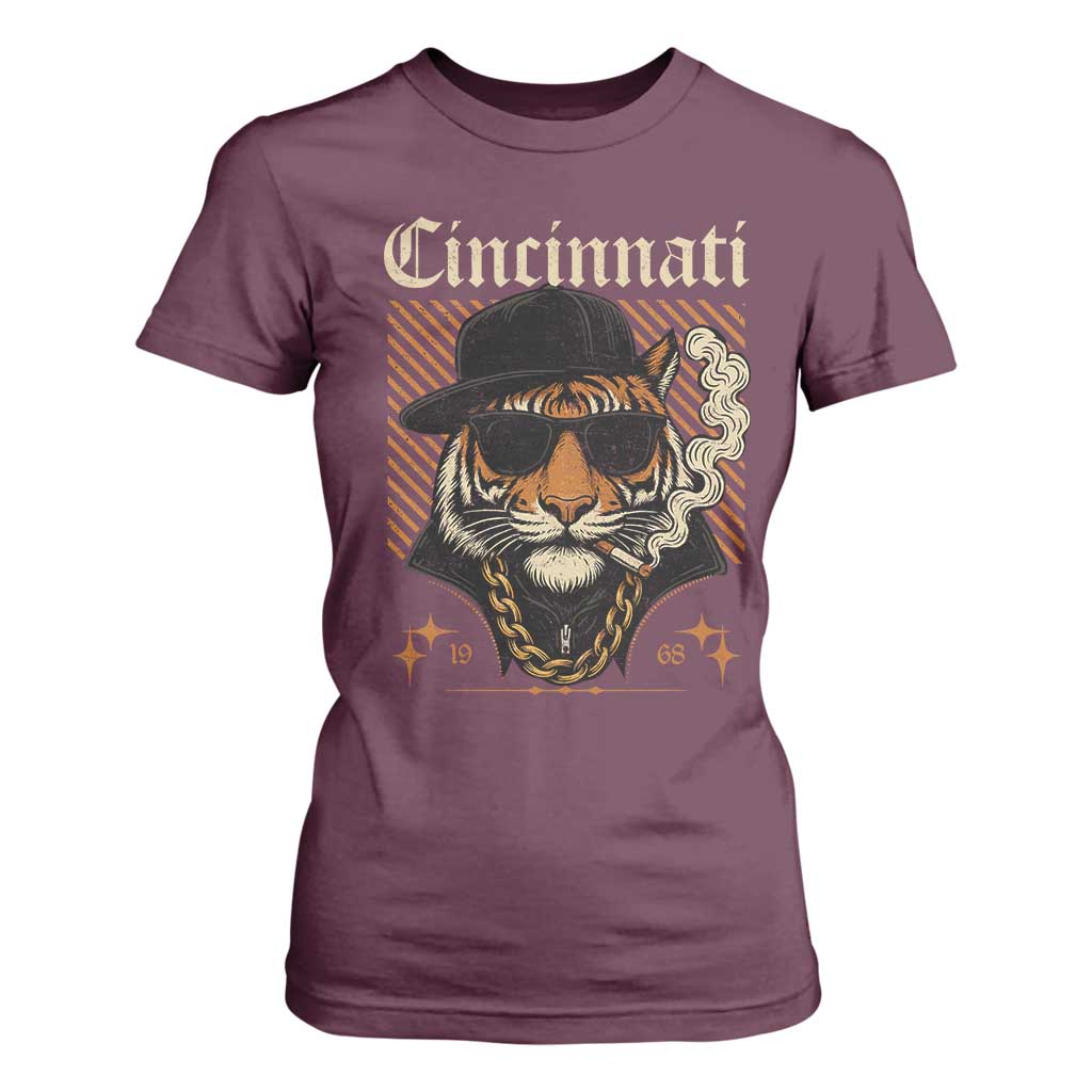 Cincinnati Tiger T Shirt For Women Retro Vintage Mascot Sports Fan TS10 Maroon Print Your Wear