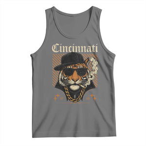 Cincinnati Tiger Tank Top Retro Vintage Mascot Sports Fan TS10 Black Heather Print Your Wear