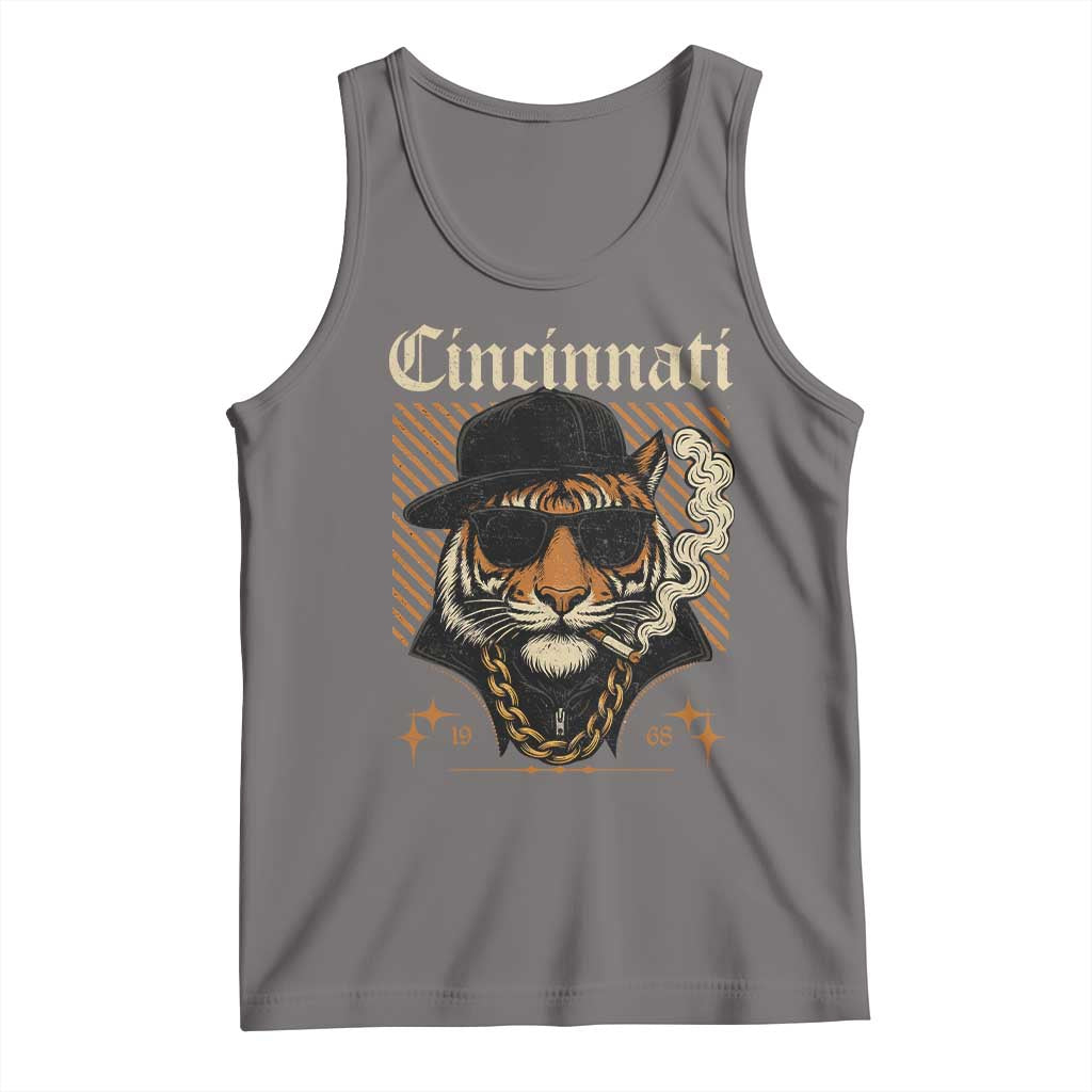 Cincinnati Tiger Tank Top Retro Vintage Mascot Sports Fan TS10 Deep Heather Print Your Wear