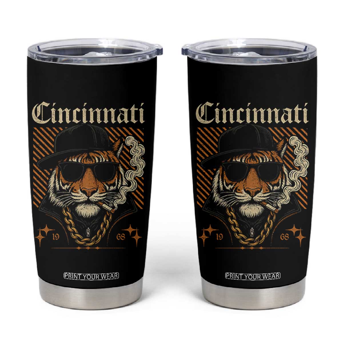 Cincinnati Tiger Tumbler Cup Retro Vintage Mascot Sports Fan TS10 Black Print Your Wear
