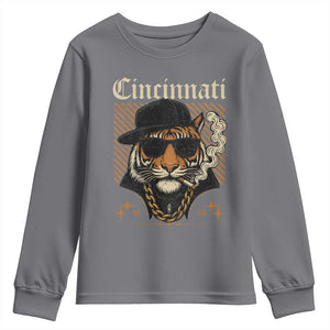 Cincinnati Tiger Youth Sweatshirt Retro Vintage Mascot Sports Fan TS10 Charcoal Print Your Wear