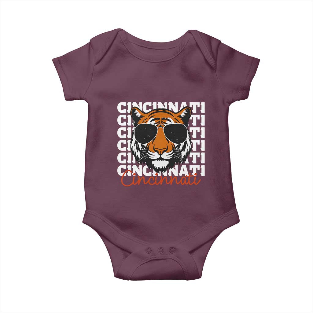 Cincinnati Tiger Baby Onesie Retro Vintage Novelty Sports Fan TS10 Maroon Print Your Wear