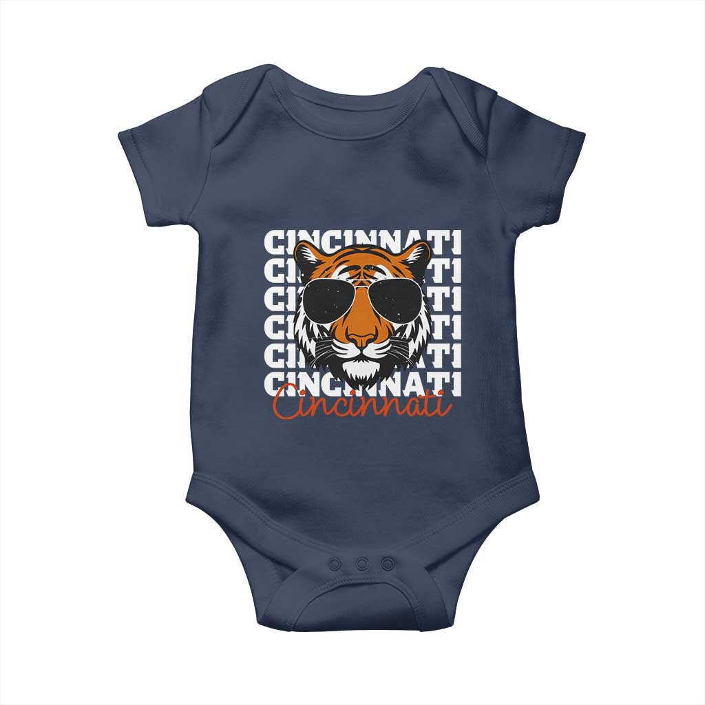 Cincinnati Tiger Baby Onesie Retro Vintage Novelty Sports Fan TS10 Navy Print Your Wear