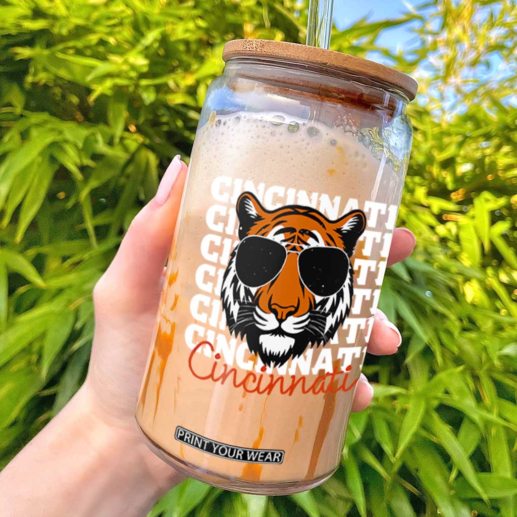 Cincinnati Tiger Glass Can Retro Vintage Novelty Sports Fan TS10 Black Print Your Wear