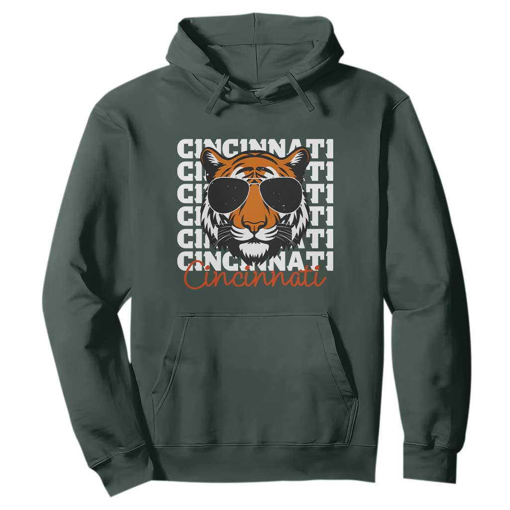 Cincinnati Tiger Hoodie Retro Vintage Novelty Sports Fan TS10 Dark Forest Green Print Your Wear
