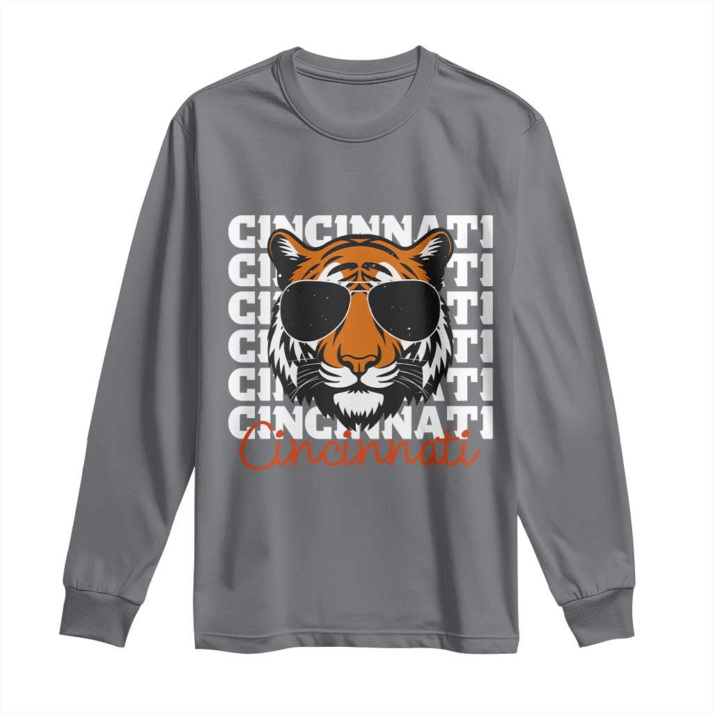 Cincinnati Tiger Long Sleeve Shirt Retro Vintage Novelty Sports Fan TS10 Charcoal Print Your Wear