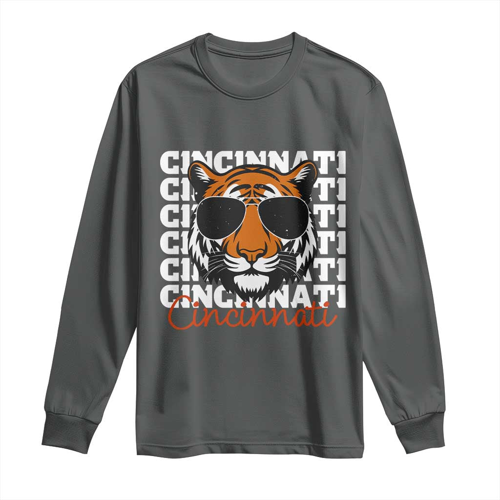 Cincinnati Tiger Long Sleeve Shirt Retro Vintage Novelty Sports Fan TS10 Dark Heather Print Your Wear