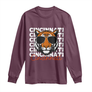 Cincinnati Tiger Long Sleeve Shirt Retro Vintage Novelty Sports Fan TS10 Maroon Print Your Wear