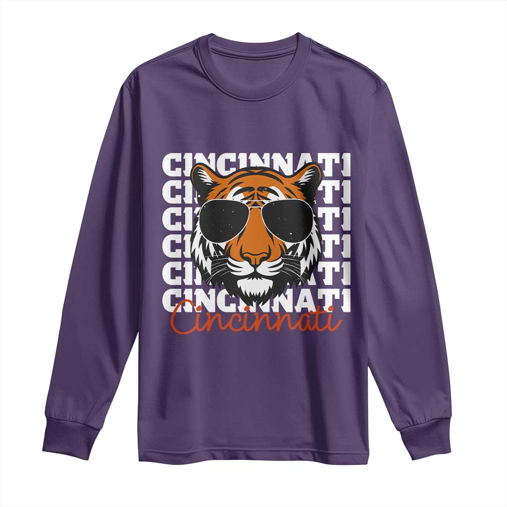 Cincinnati Tiger Long Sleeve Shirt Retro Vintage Novelty Sports Fan TS10 Purple Print Your Wear