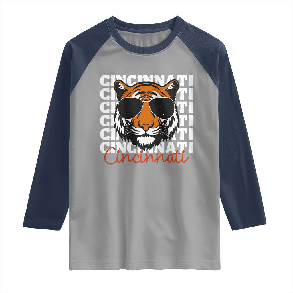 Cincinnati Tiger Raglan Shirt Retro Vintage Novelty Sports Fan TS10 Sport Gray Navy Print Your Wear
