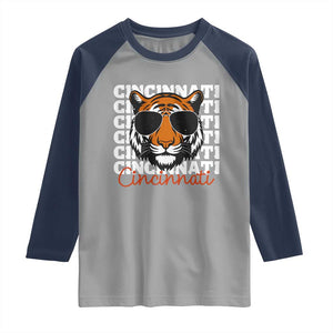 Cincinnati Tiger Raglan Shirt Retro Vintage Novelty Sports Fan TS10 Sport Gray Navy Print Your Wear