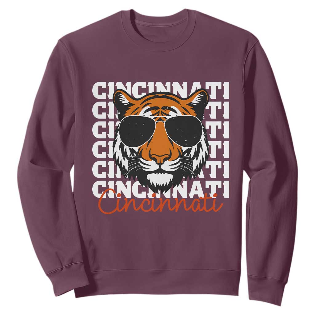 Cincinnati Tiger Sweatshirt Retro Vintage Novelty Sports Fan TS10 Maroon Print Your Wear