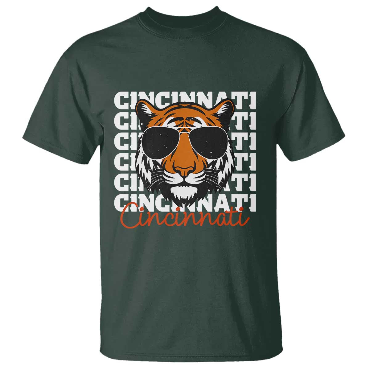 Cincinnati Tiger T Shirt Retro Vintage Novelty Sports Fan TS10 Dark Forest Green Print Your Wear