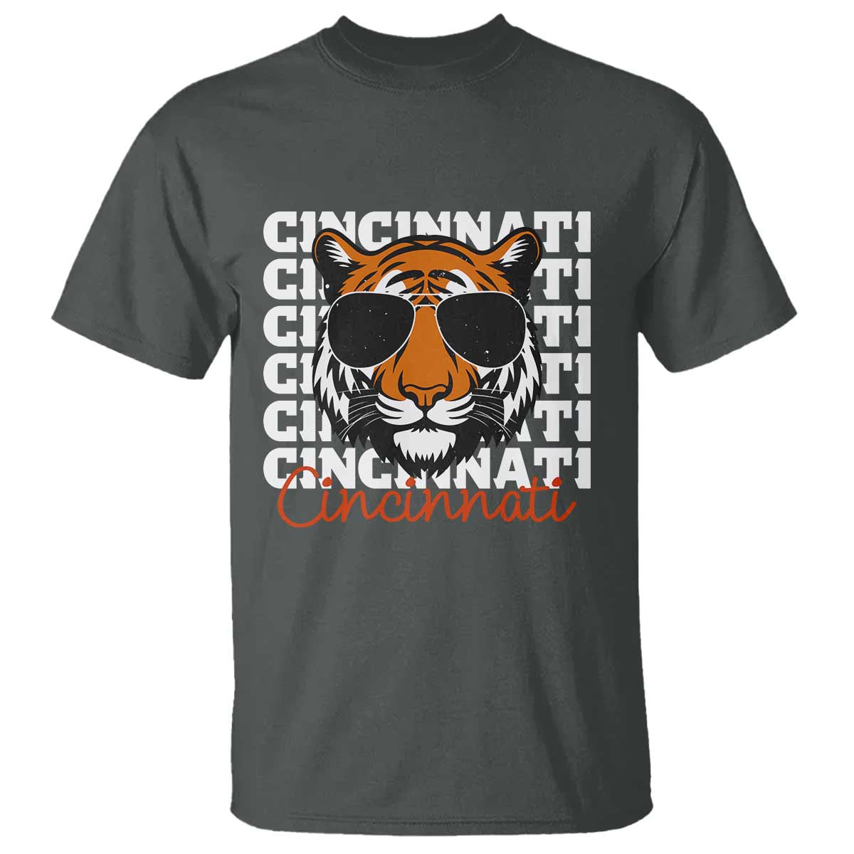 Cincinnati Tiger T Shirt Retro Vintage Novelty Sports Fan TS10 Dark Heather Print Your Wear