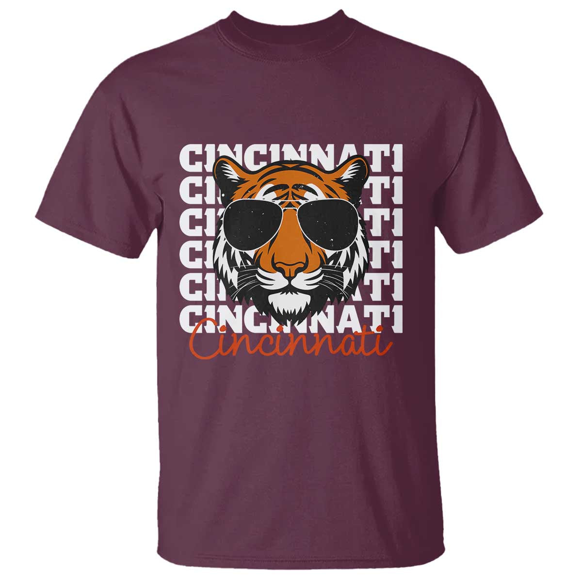 Cincinnati Tiger T Shirt Retro Vintage Novelty Sports Fan TS10 Maroon Print Your Wear