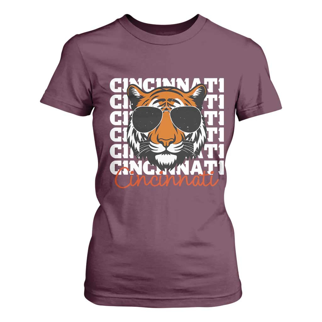 Cincinnati Tiger T Shirt For Women Retro Vintage Novelty Sports Fan TS10 Maroon Print Your Wear