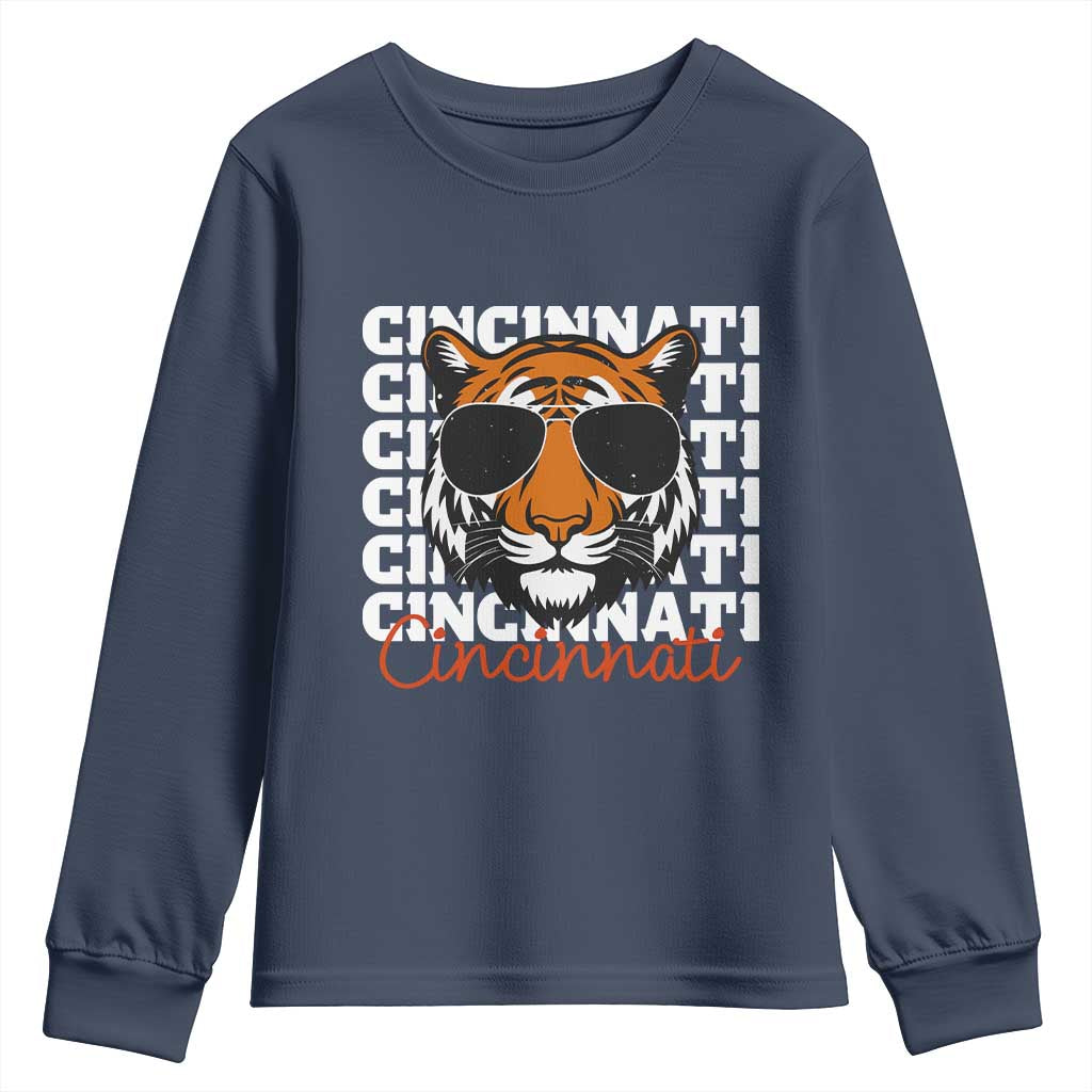 Cincinnati Tiger Youth Sweatshirt Retro Vintage Novelty Sports Fan TS10 Navy Print Your Wear
