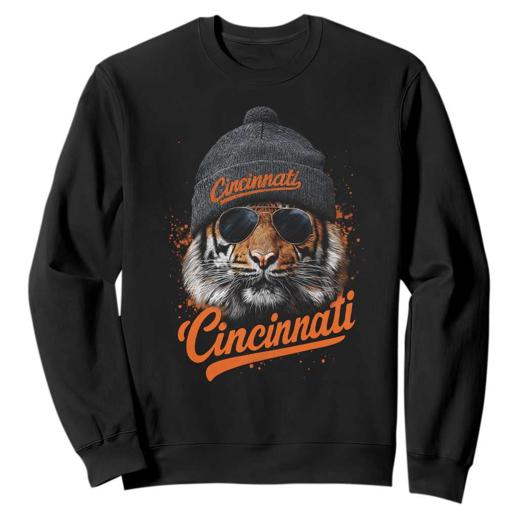 Cincinnati Tiger Sweatshirt Retro Vintage Watercolors Sport TS10 Black Print Your Wear
