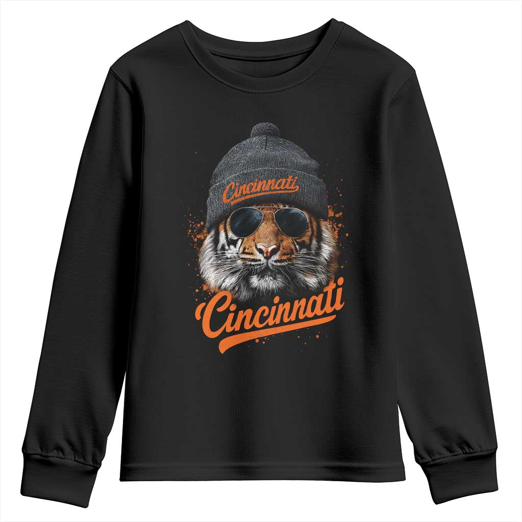 Cincinnati Tiger Youth Sweatshirt Retro Vintage Watercolors Sport TS10 Black Print Your Wear