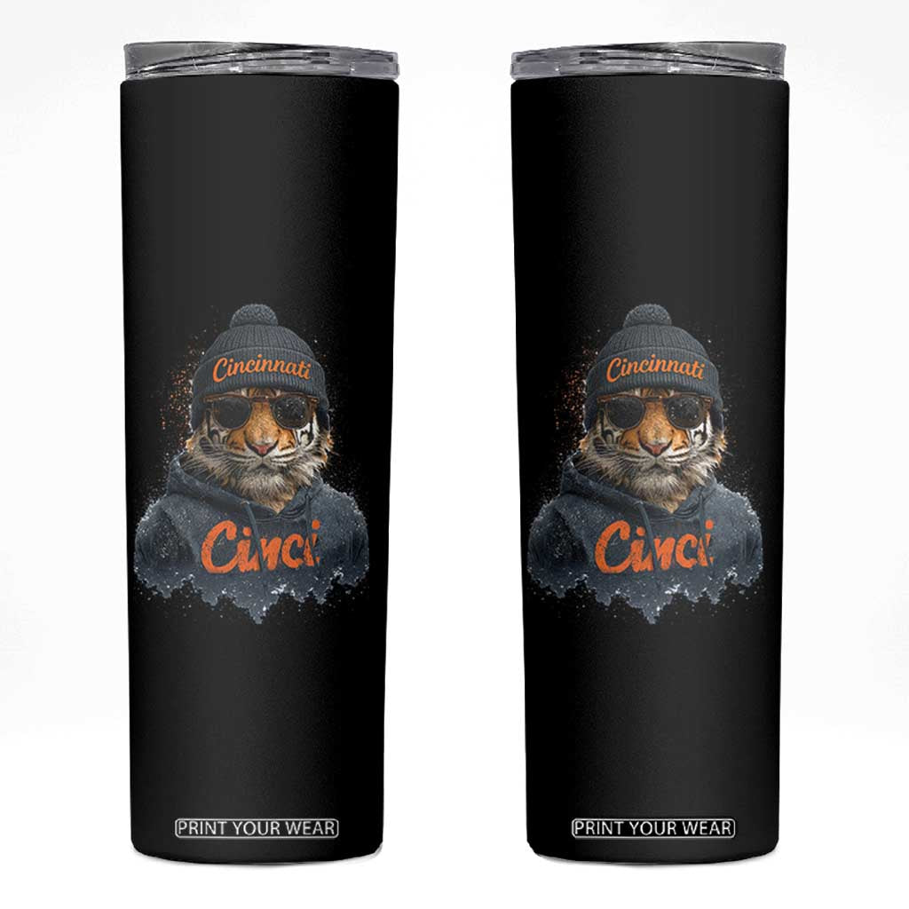 Cincinnati Tiger Skinny Tumbler Retro Vintage Watercolors TS10 Black Print Your Wear