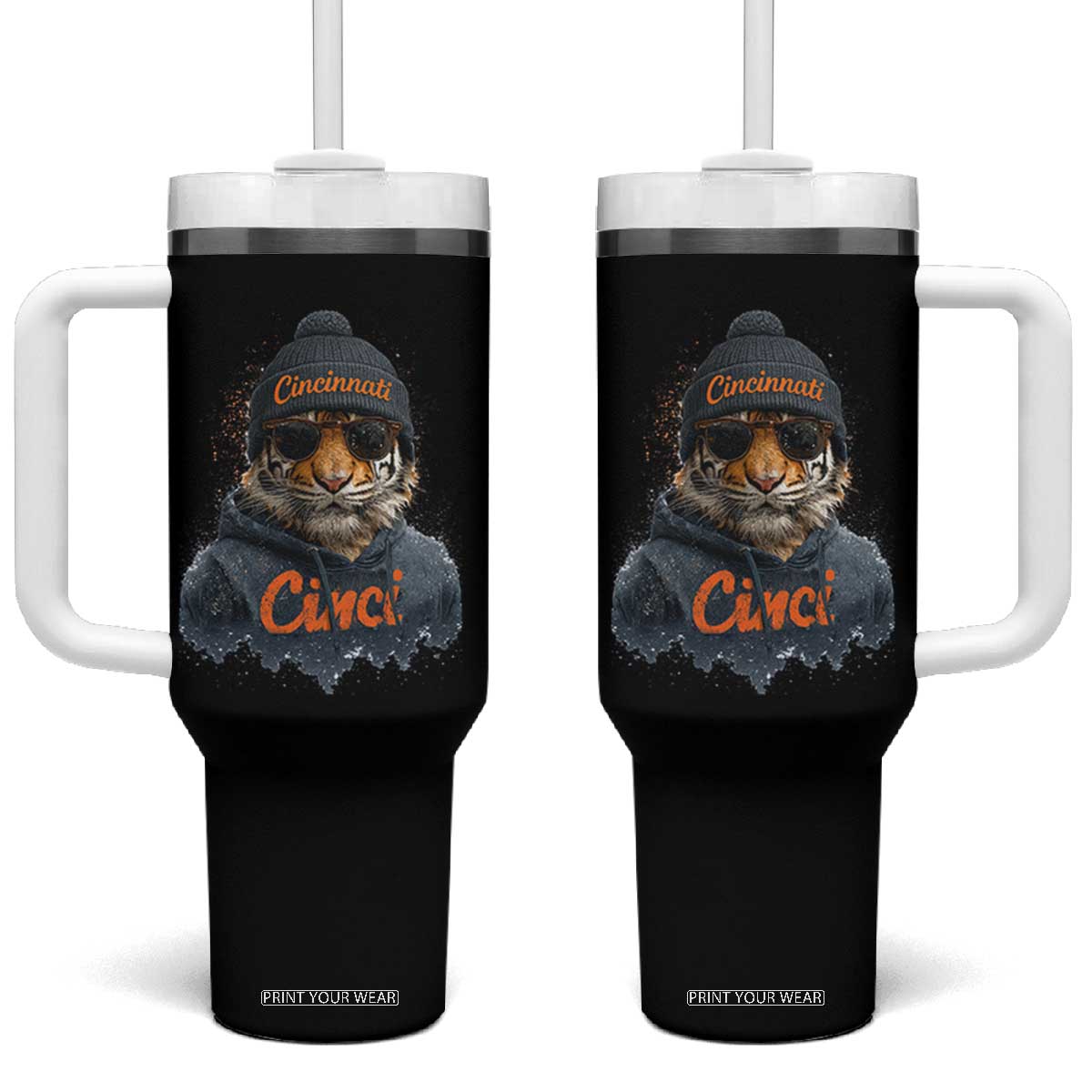 BFT Game Day Tumbler With Handle Retro Vintage Watercolors TS10 One Size: 40 oz Black Print Your Wear