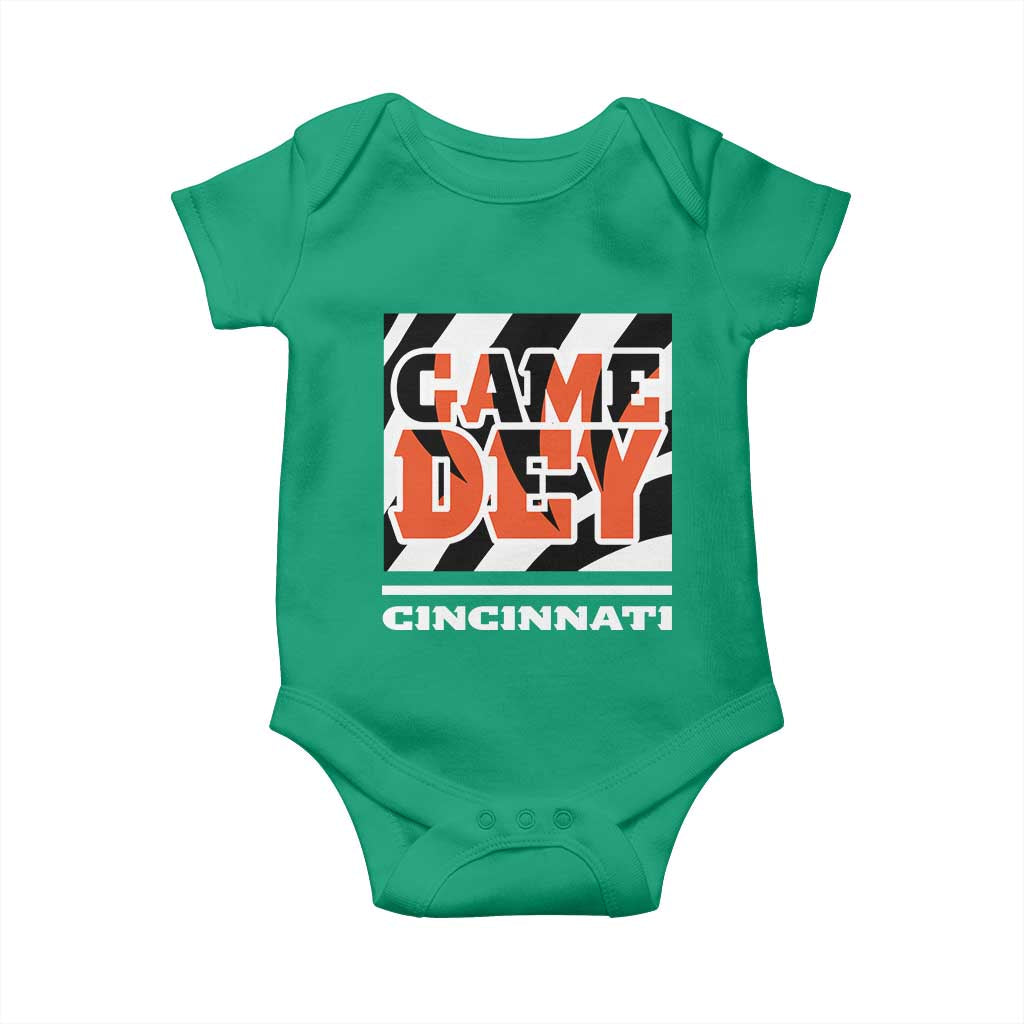 BFT Game Day Baby Onesie Retro Vintage Game Dey White Stripes TS10 Irish Green Print Your Wear
