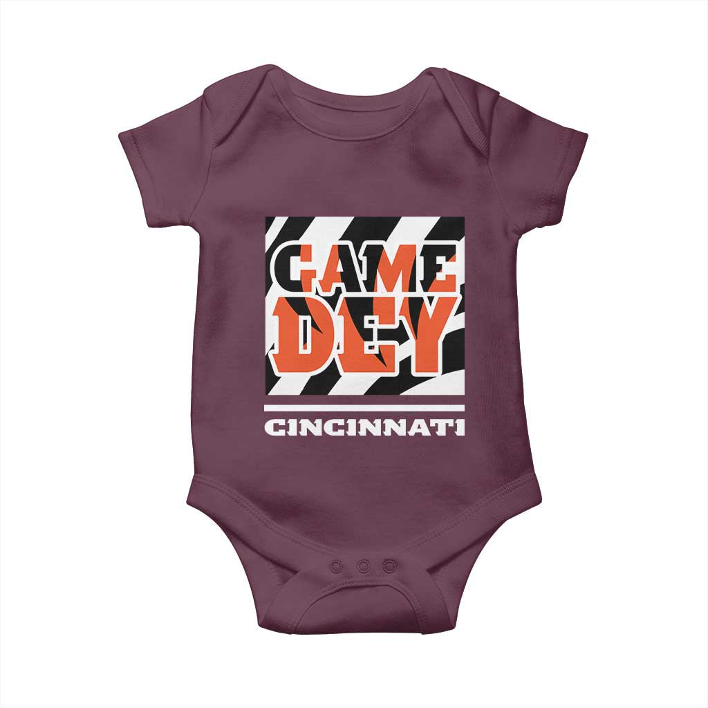 BFT Game Day Baby Onesie Retro Vintage Game Dey White Stripes TS10 Maroon Print Your Wear