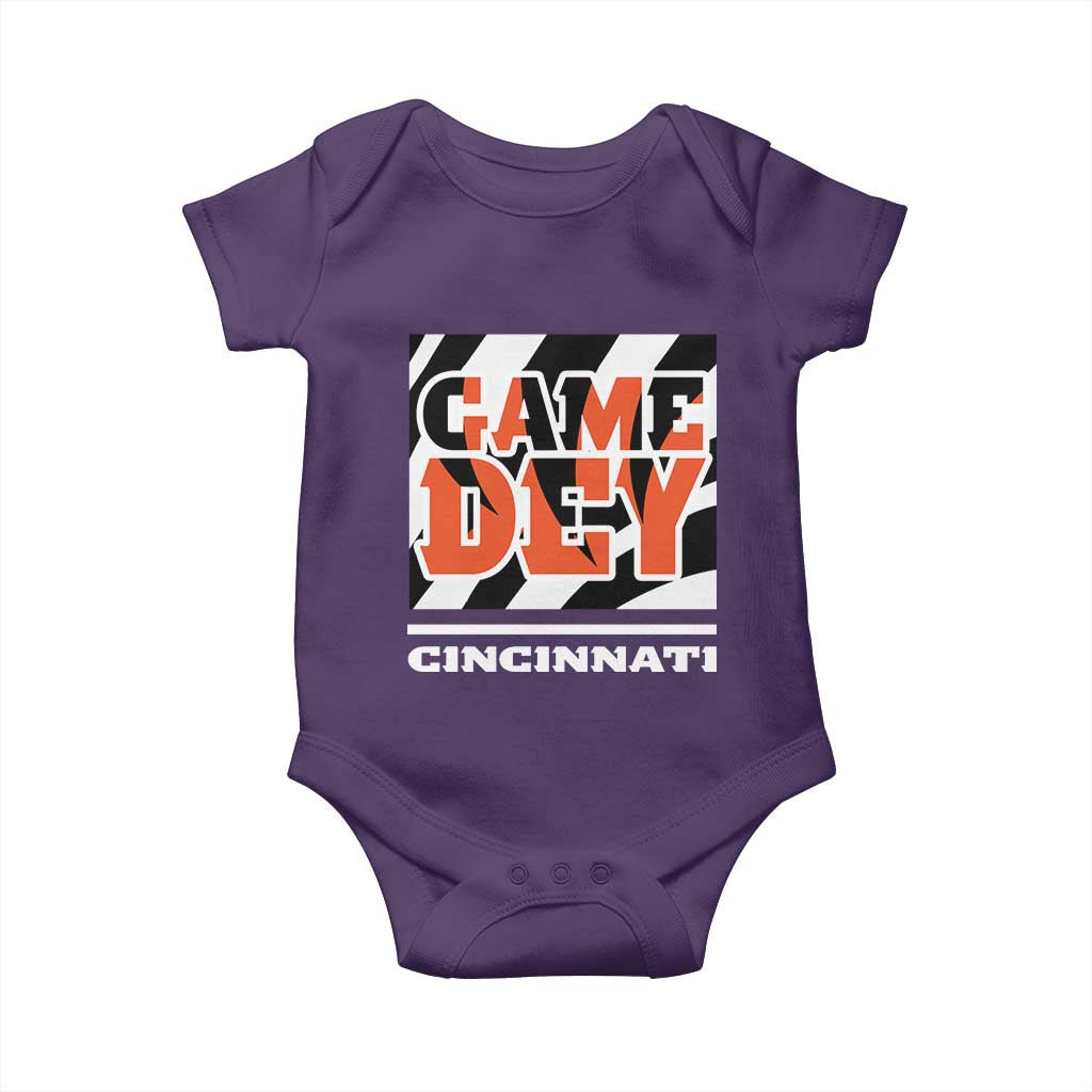BFT Game Day Baby Onesie Retro Vintage Game Dey White Stripes TS10 Purple Print Your Wear