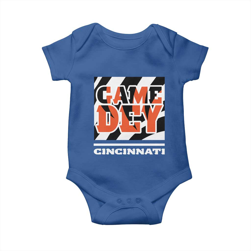 BFT Game Day Baby Onesie Retro Vintage Game Dey White Stripes TS10 Royal Blue Print Your Wear