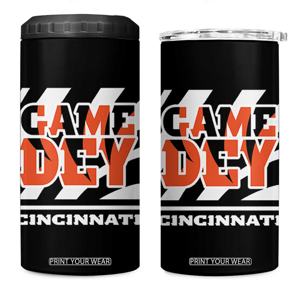 BFT Game Day 4 in 1 Can Cooler Tumbler Retro Vintage Game Dey White Stripes TS10 One Size: 16 oz Black Print Your Wear