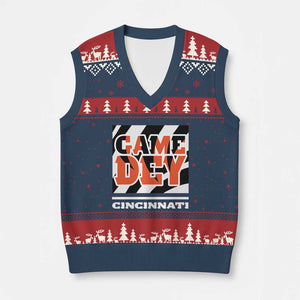 Cincinnati V-Neck Knit Sweater Vest Retro Vintage Game Dey White Stripes TS10 Navy Red Print Your Wear