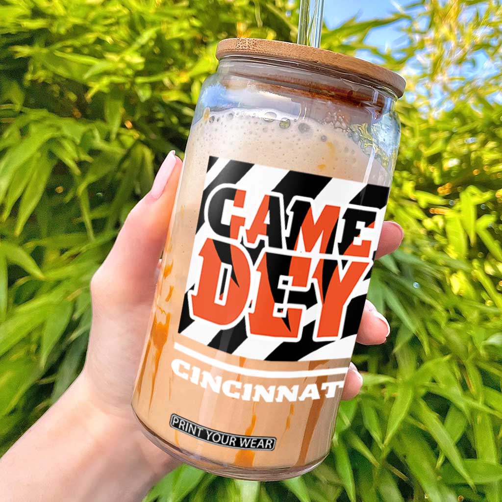 Cincinnati Glass Can Retro Vintage Game Dey White Stripes TS10 Black Print Your Wear