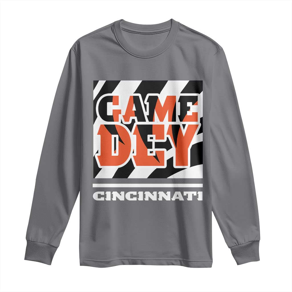 BFT Game Day Long Sleeve Shirt Retro Vintage Game Dey White Stripes TS10 Charcoal Print Your Wear